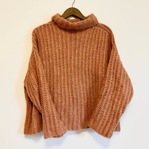 Free People Fluffy Fox Papaya Wool Alpaca Blend Oversized Turtleneck Sweater - Picture 3 of 9